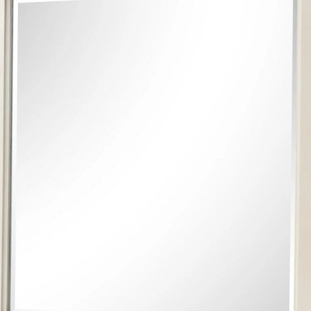 Toi Dresser Mirror | Beveled Glass | Antique White Finished Solid Wood | 38’’ BM340856