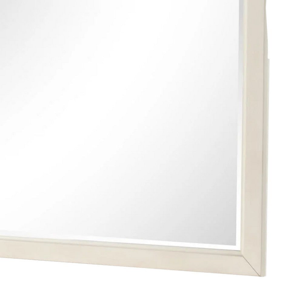 Toi Dresser Mirror | Beveled Glass | Antique White Finished Solid Wood | 38’’ BM340856