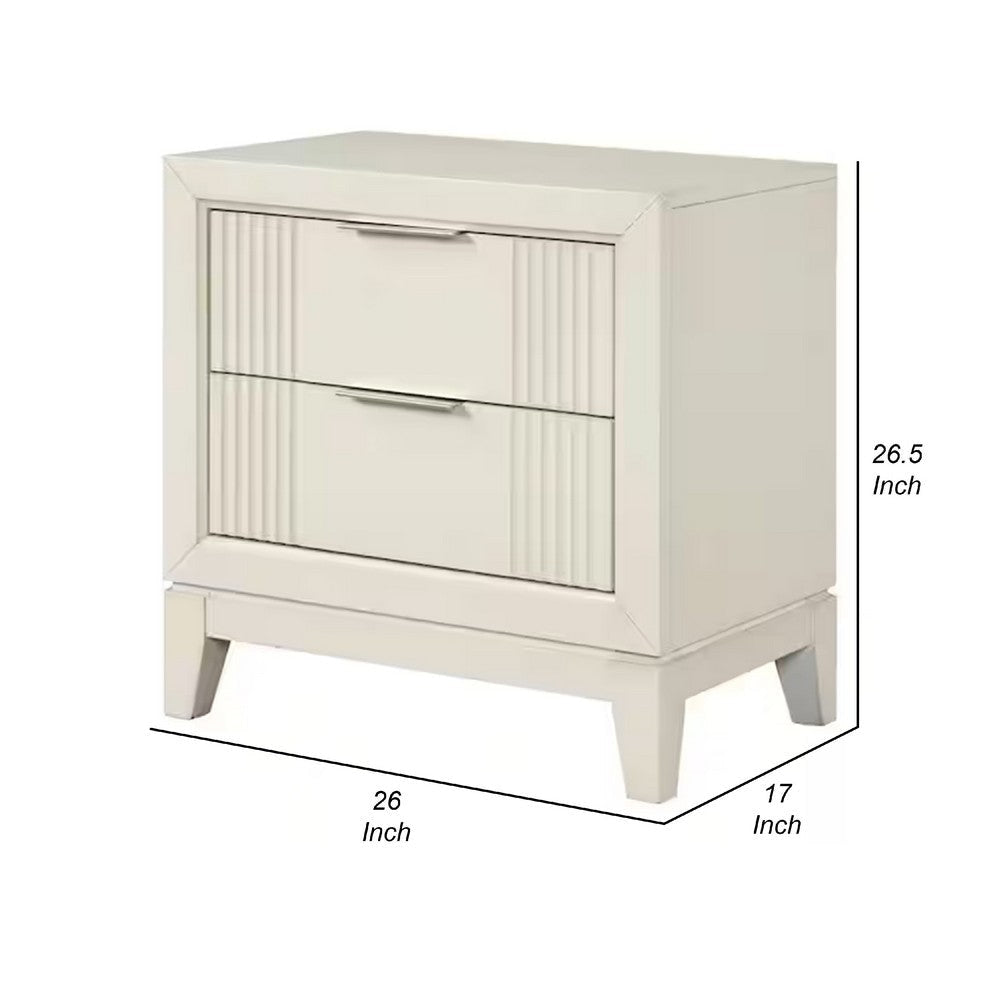 Toi Nightstand | 2 Drawers | Antique White Finished Solid Wood | 27’’ BM340857