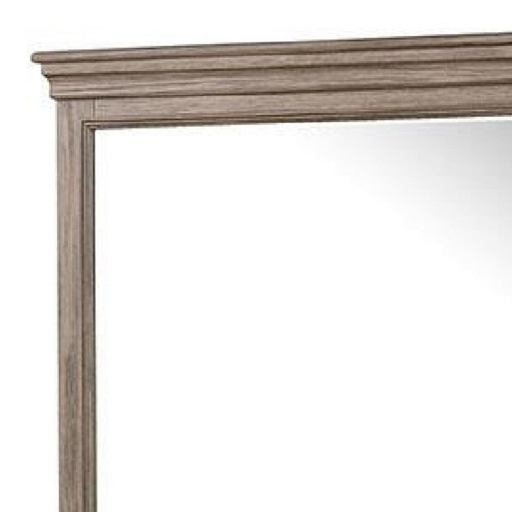 Roi Dresser Mirror | Beveled Glass | Weathered Gray Solid Wood | 38x42 BM340858