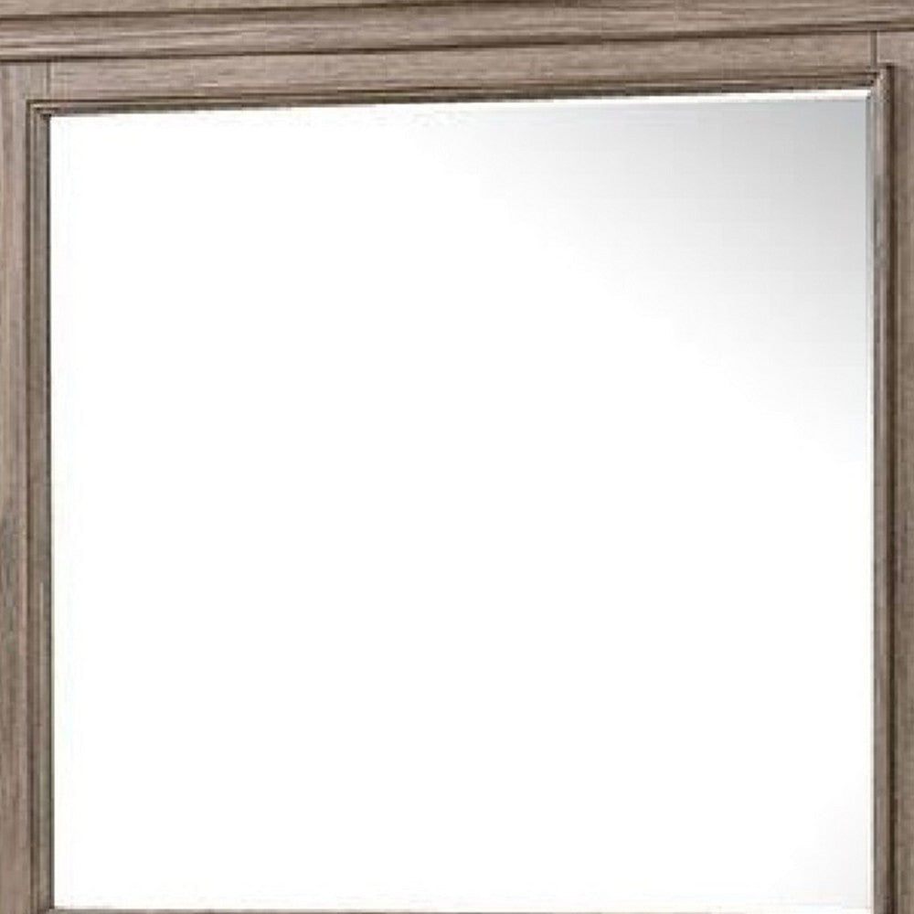 Roi Dresser Mirror | Beveled Glass | Weathered Gray Solid Wood | 38x42 BM340858