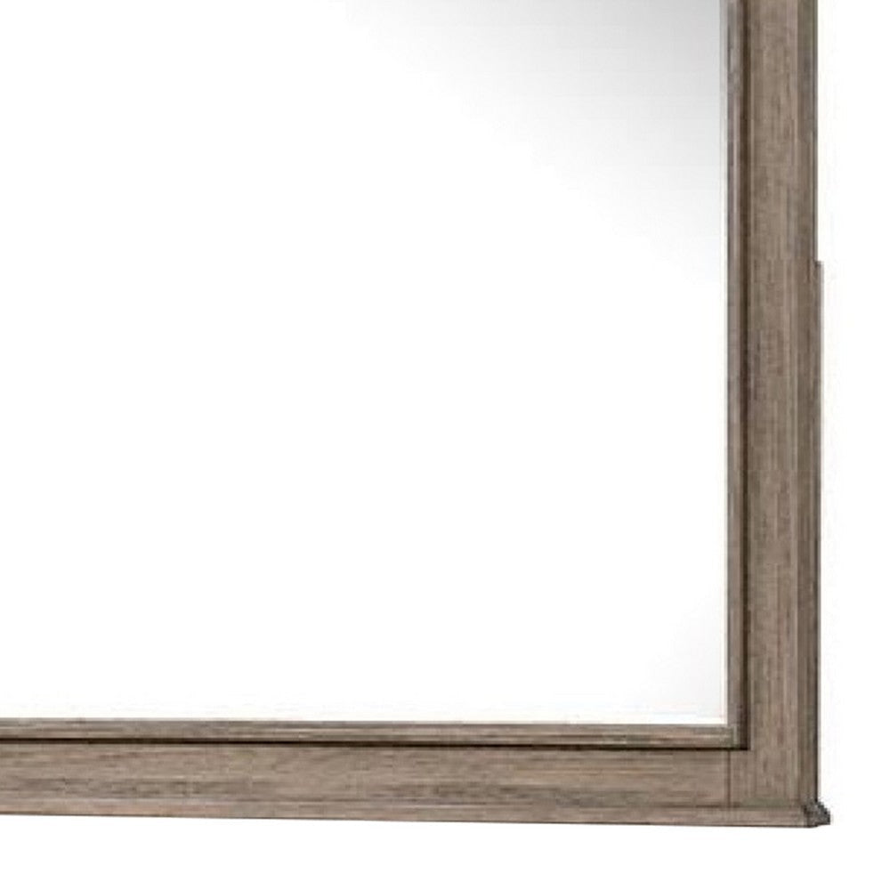 Roi Dresser Mirror | Beveled Glass | Weathered Gray Solid Wood | 38x42 BM340858