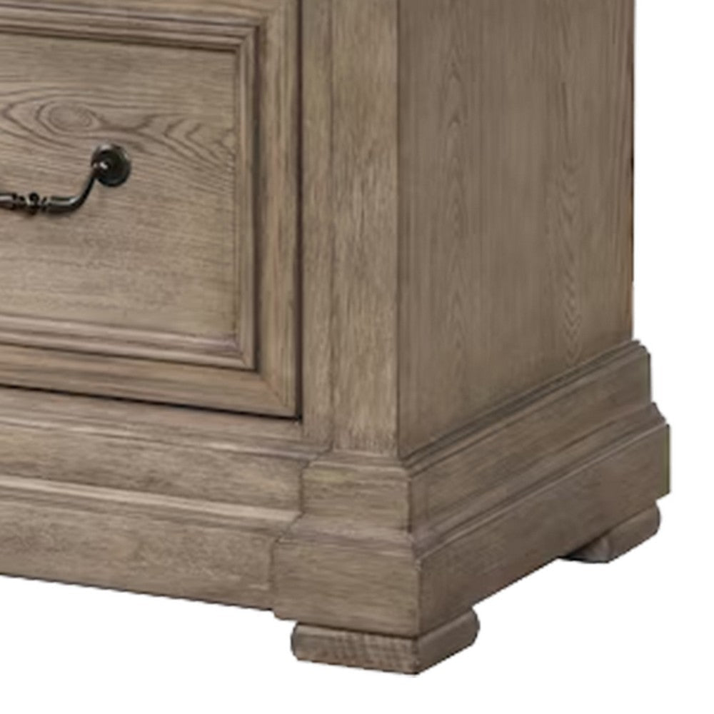 Roi Nightstand | 2 Drawers | Weathered Gray Solid Wood | 28’’ BM340859