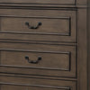 Huder Tall Dresser Chest | 5 Drawers | Dark Walnut Brown Wood | Black Metal
