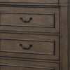 Huder Tall Dresser Chest | 5 Drawers | Dark Walnut Brown Wood | Black Metal BM340860