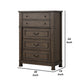 Huder Tall Dresser Chest | 5 Drawers | Dark Walnut Brown Wood | Black Metal BM340860
