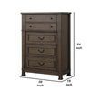Huder Tall Dresser Chest | 5 Drawers | Dark Walnut Brown Wood | Black Metal