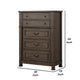 Huder Tall Dresser Chest | 5 Drawers | Dark Walnut Brown Wood | Black Metal