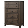 Huder Tall Dresser Chest | 5 Drawers | Dark Walnut Brown Wood | Black Metal