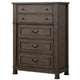 Huder Tall Dresser Chest | 5 Drawers | Dark Walnut Brown Wood | Black Metal