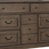 Huder Wide Dresser | 9 Drawers | Dark Walnut Brown Solid Wood | Black BM340861