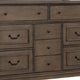 Huder Wide Dresser | 9 Drawers | Dark Walnut Brown Solid Wood | Black BM340861