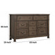 Huder Wide Dresser | 9 Drawers | Dark Walnut Brown Solid Wood | Black BM340861