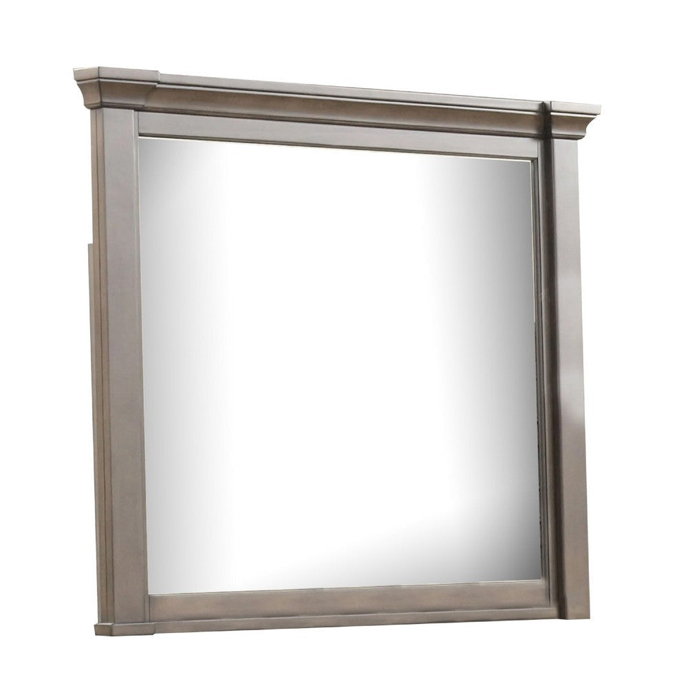 Huder Dresser Mirror | Beveled Glass | Dark Walnut Brown Wood | 39x46 BM340862