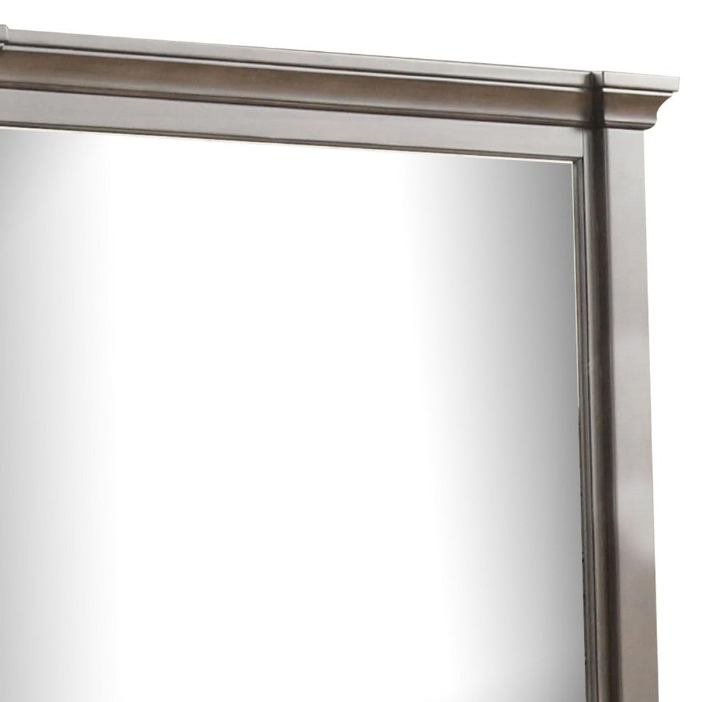 Huder Dresser Mirror | Beveled Glass | Dark Walnut Brown Wood | 39x46 BM340862