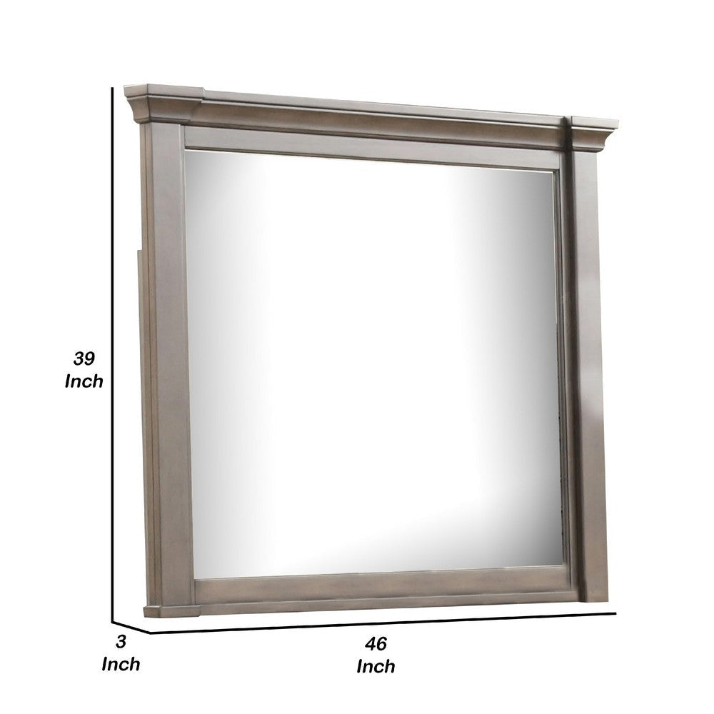 Huder Dresser Mirror | Beveled Glass | Dark Walnut Brown Wood | 39x46 BM340862