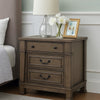 Huder Nightstand | 3 Drawers | Dark Walnut Brown Wood | Black Metal | 29"
