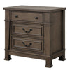 Huder Nightstand | 3 Drawers | Dark Walnut Brown Wood | Black Metal | 29’’ BM340863