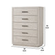 Kexa Tall Dresser Chest | 5 Drawers | Light Gray Solid Wood | Nickel Metal BM340864