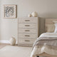 Kexa Tall Dresser Chest | 5 Drawers | Light Gray Solid Wood | Nickel Metal BM340864
