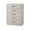 Kexa Tall Dresser Chest | 5 Drawers | Light Gray Solid Wood | Nickel Metal BM340864