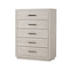Kexa Tall Dresser Chest | 5 Drawers | Light Gray Solid Wood | Nickel Metal BM340864