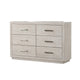 Kexa Wide Dresser | 6 Drawers | Light Gray Solid Wood | Nickel Metal BM340865