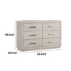 Kexa Wide Dresser | 6 Drawers | Light Gray Solid Wood | Nickel Metal BM340865