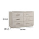 Kexa Wide Dresser | 6 Drawers | Light Gray Solid Wood | Nickel Metal BM340865