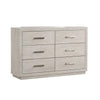 Kexa Wide Dresser | 6 Drawers | Light Gray Solid Wood | Nickel Metal