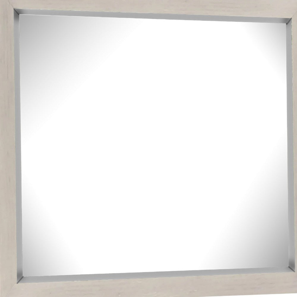 Kexa Dresser Mirror | Bevel Glass | Light Gray Solid Wood Frame | 34x44 BM340866