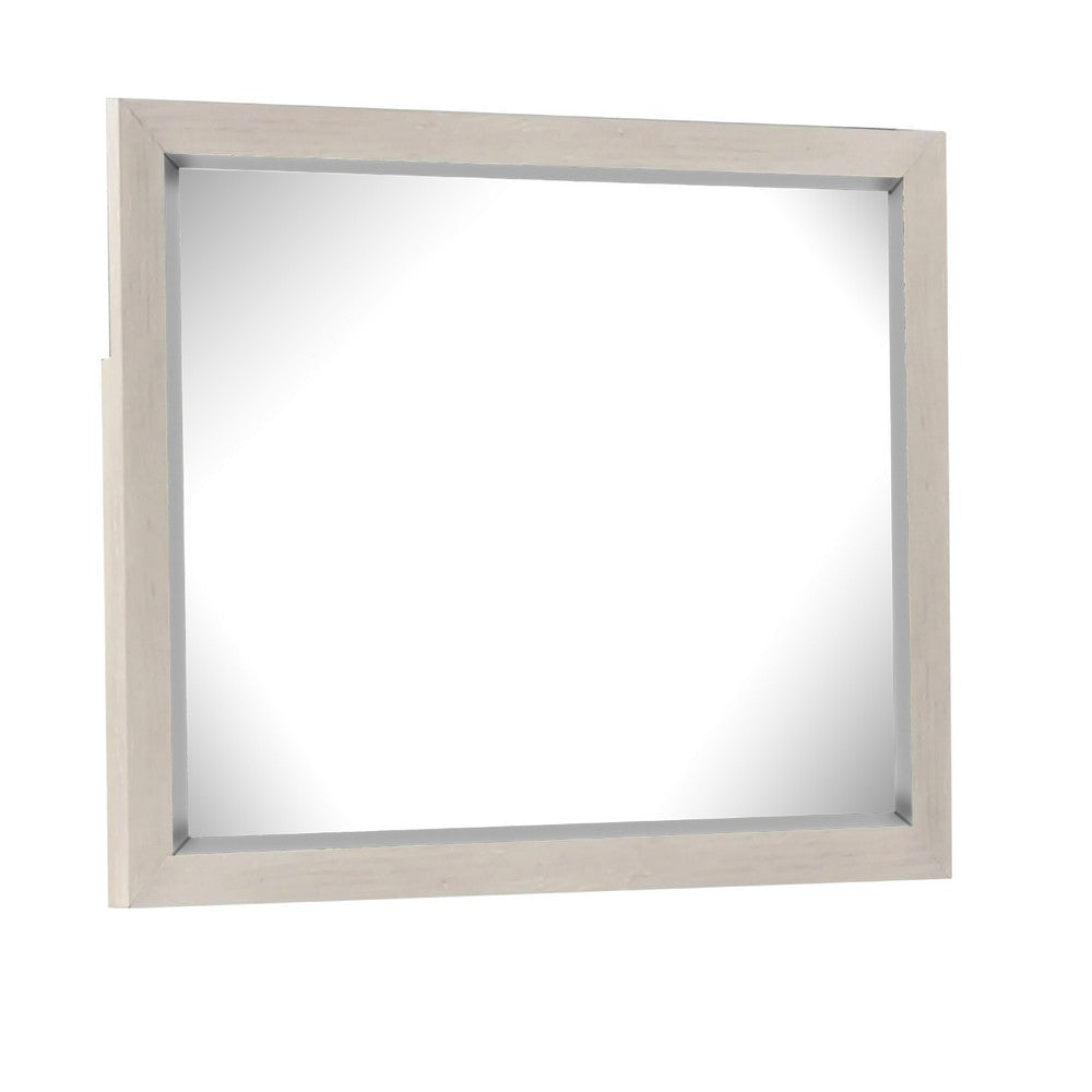 Kexa Dresser Mirror | Bevel Glass | Light Gray Solid Wood Frame | 34x44 BM340866