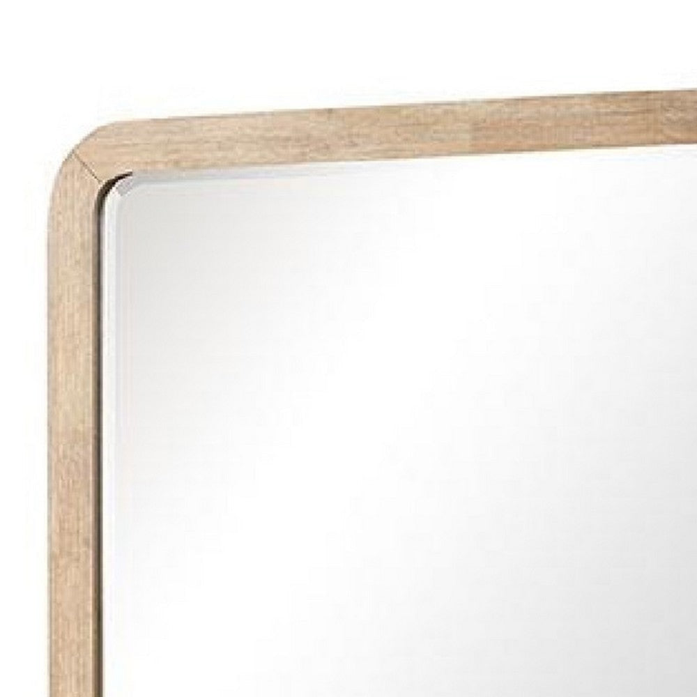 Rexa Dresser Mirror | Beveled Glass | Natural Brown Solid Wood | 36x42 BM340867