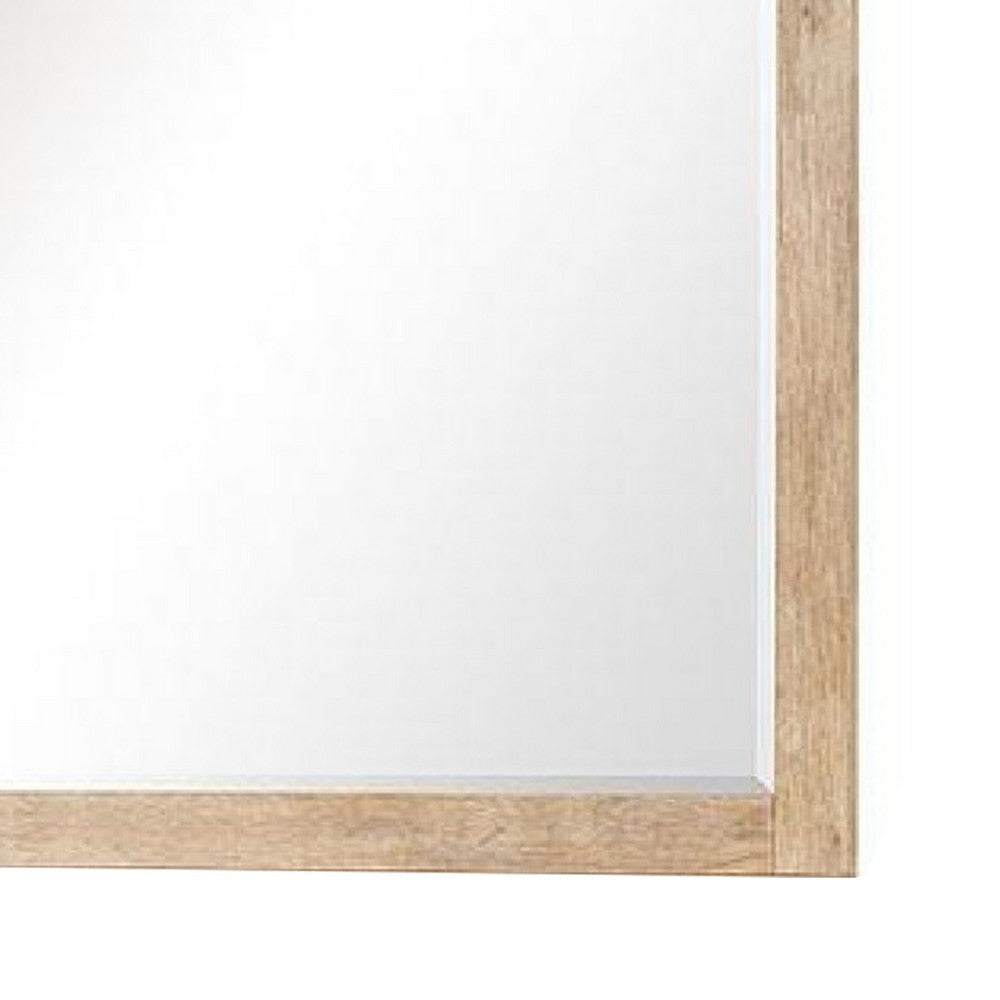 Rexa Dresser Mirror | Beveled Glass | Natural Brown Solid Wood | 36x42 BM340867