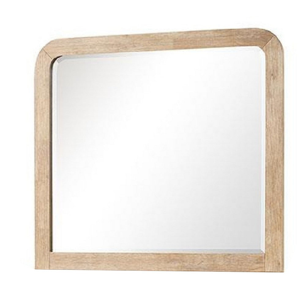 Rexa Dresser Mirror | Beveled Glass | Natural Brown Solid Wood | 36x42 BM340867