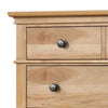 Lexa Tall Dresser Chest | 5 Drawers | Natural Oak Brown Wood | Pewter Metal BM340868