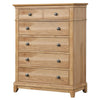Lexa Tall Dresser Chest | 5 Drawers | Natural Oak Brown Wood | Pewter Metal