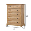 Lexa Tall Dresser Chest | 5 Drawers | Natural Oak Brown Wood | Pewter Metal BM340868