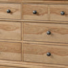 Lexa Wide Dresser | 6 Drawers | Natural Oak Brown Solid Wood | Pewter Metal