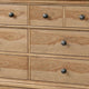 Lexa Wide Dresser | 6 Drawers | Natural Oak Brown Solid Wood | Pewter Metal