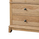 Lexa Wide Dresser | 6 Drawers | Natural Oak Brown Solid Wood | Pewter Metal