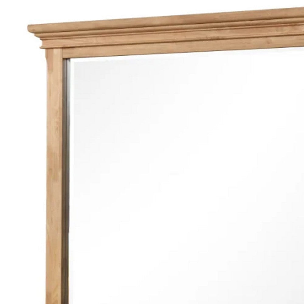 Lexa Dresser Mirror | Bevel Glass | Natural Oak Brown Solid Wood | 38x44 BM340870
