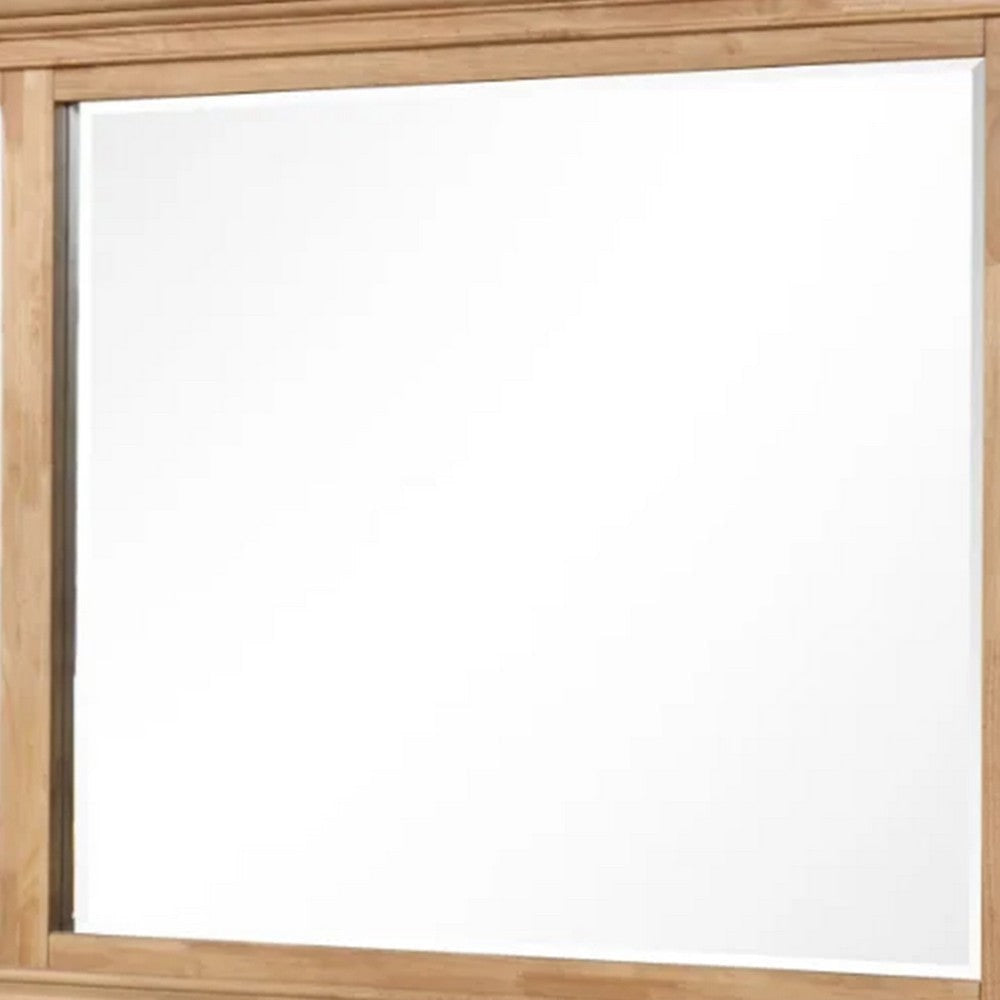 Lexa Dresser Mirror | Bevel Glass | Natural Oak Brown Solid Wood | 38x44 BM340870