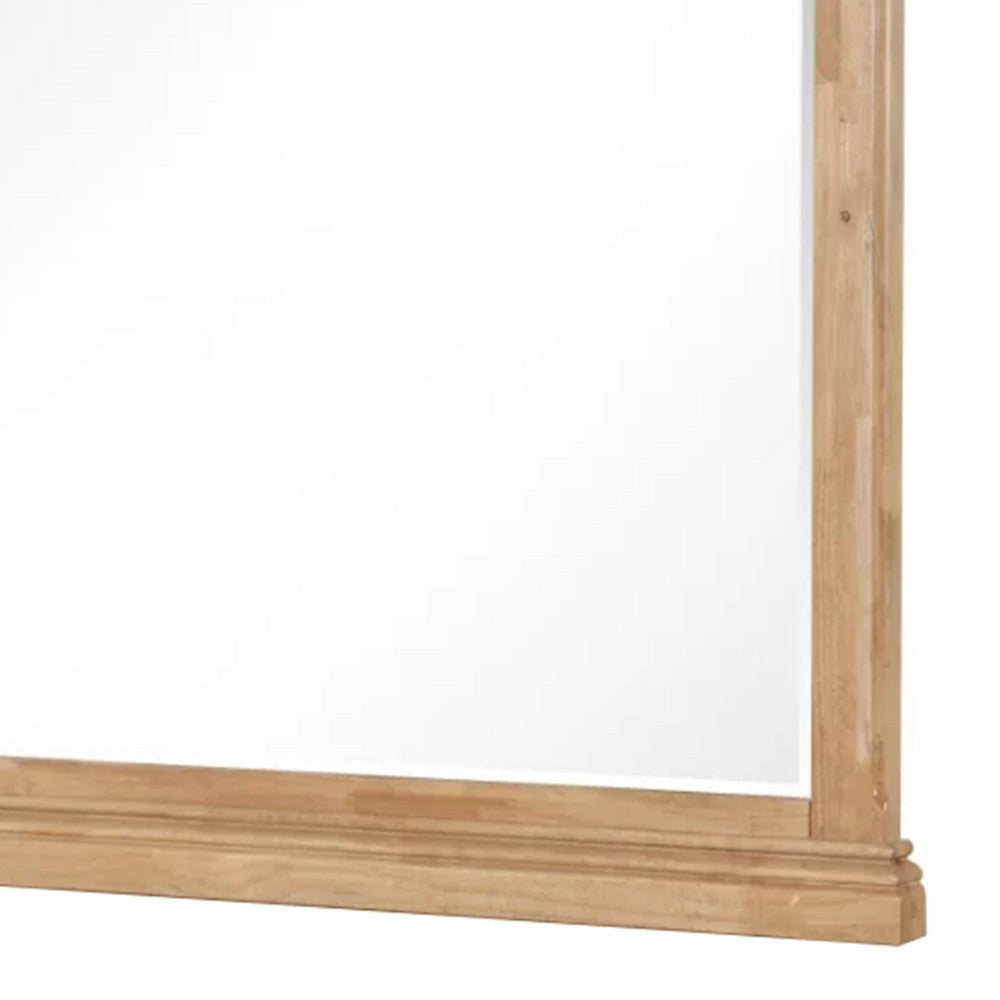 Lexa Dresser Mirror | Bevel Glass | Natural Oak Brown Solid Wood | 38x44 BM340870