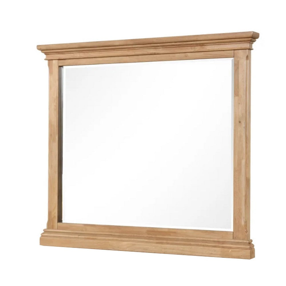 Lexa Dresser Mirror | Bevel Glass | Natural Oak Brown Solid Wood | 38x44 BM340870