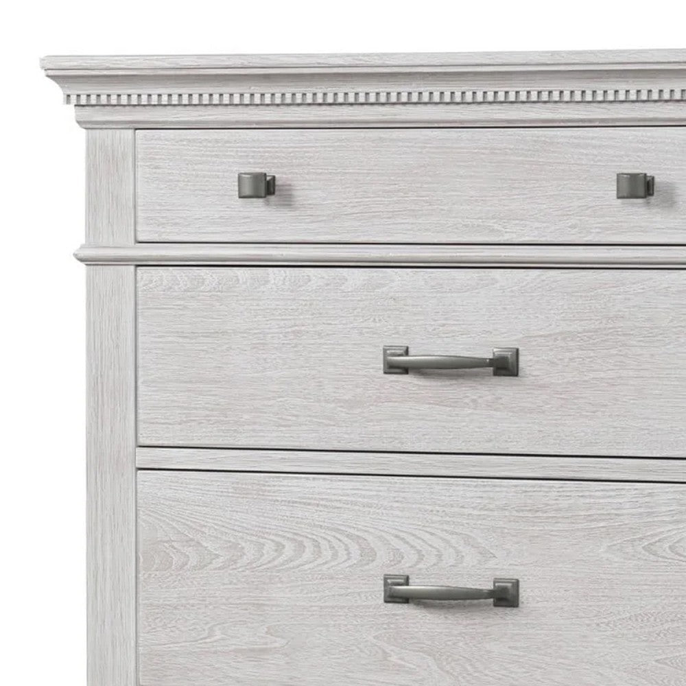 Leyne Tall Dresser Chest | 5 Drawers | Farmhouse Weathered Gray Solid Wood BM340871