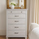 Leyne Tall Dresser Chest | 5 Drawers | Farmhouse Weathered Gray Solid Wood