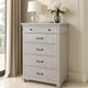 Leyne Tall Dresser Chest | 5 Drawers | Farmhouse Weathered Gray Solid Wood