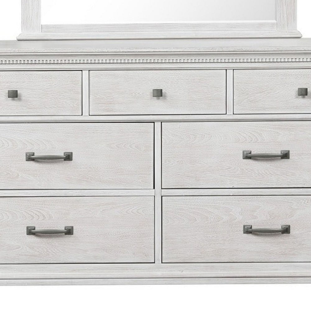 Leyne Wide Dresser | 7 Drawers | Farmhouse Weathered Gray Solid Wood BM340872