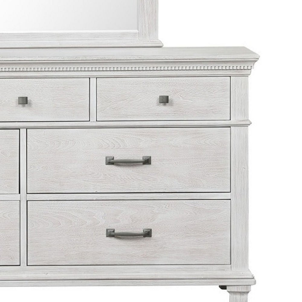 Leyne Wide Dresser | 7 Drawers | Farmhouse Weathered Gray Solid Wood BM340872
